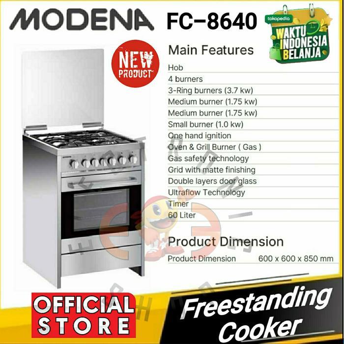 MEGA SALE Modena Fc 8640 Kompor Frerstanding Fano - Fc8640 Silver