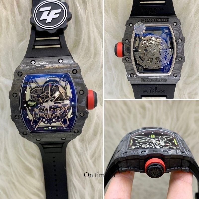 On Time24 Jam tangan Automatic Swiss Tourbillon RM 35-02 RAFA Black Rubber strap NTPT Carbon fullset