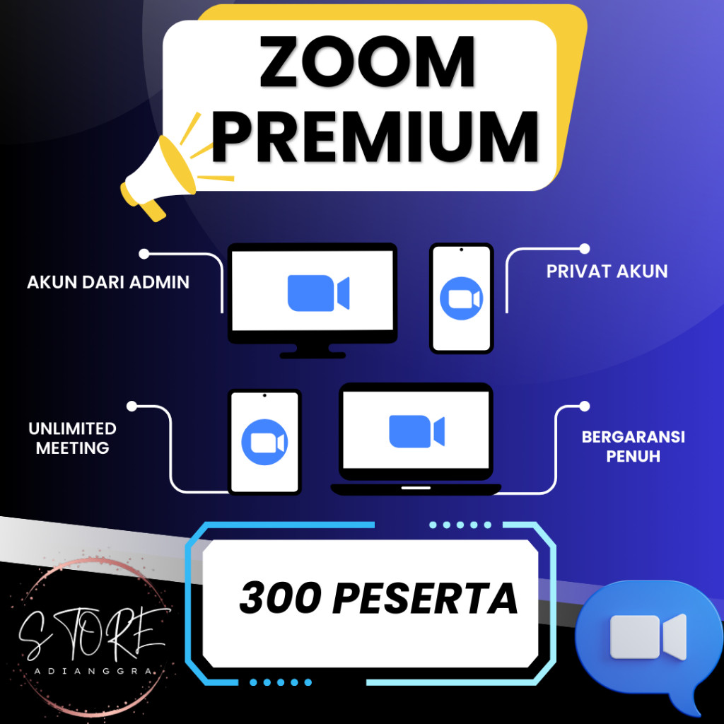 Zoom Pro Premium 300 Peserta Unlimited Meeting Full Garansi