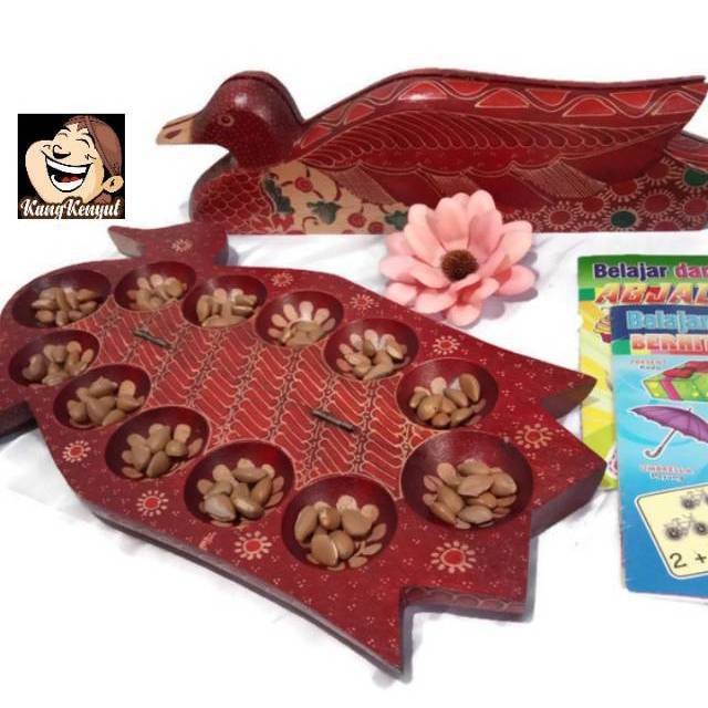 Dakon kayu batik congklak kayu batik bentuk hewan bonus biji dakon TERMURAH