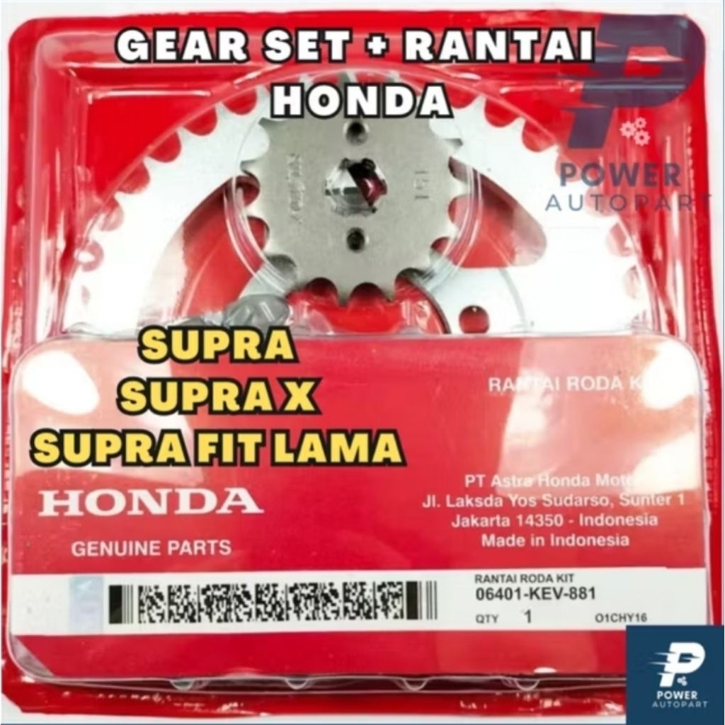 KATLENSHOP GEAR SET+RANTAI HONDA SUPRA X, SUPRA LAMA, SUPRA FIT LAMA (KEV) GEAR SET SUPRA LAMA