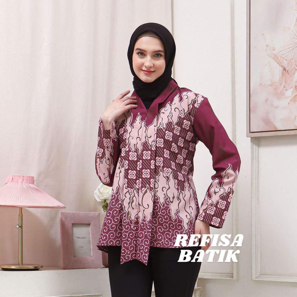 PROMO / BAHAN PREMIUM / INSATNT COD MEDAN TERMURAH Blouse batik wanita kerja modern motif bunga