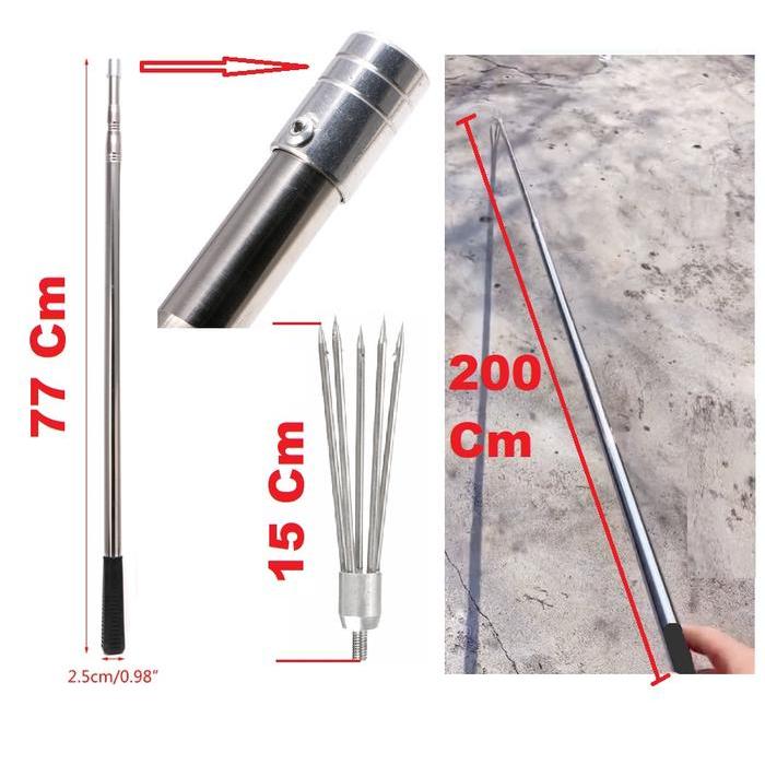 Tombak PANCING Ikan 5 Prong Bahan Stainless Steel KEPALA TOMBAK CABANG harpoon 16 cm Sharp Tahan Lam