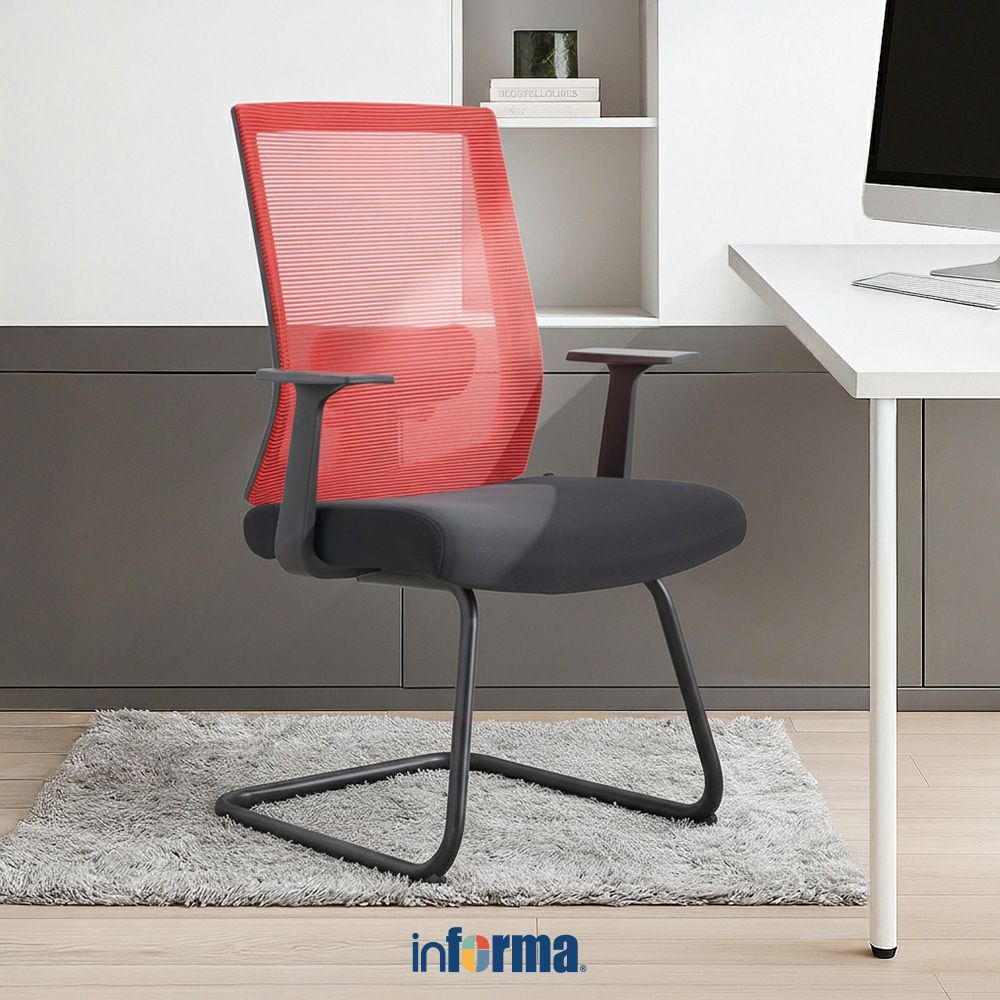 Informa Omar Kursi Tamu Kantor Sandaran Rendah - Merah Aesthetic Chair Kursi Santai Serbaguna Kursi 