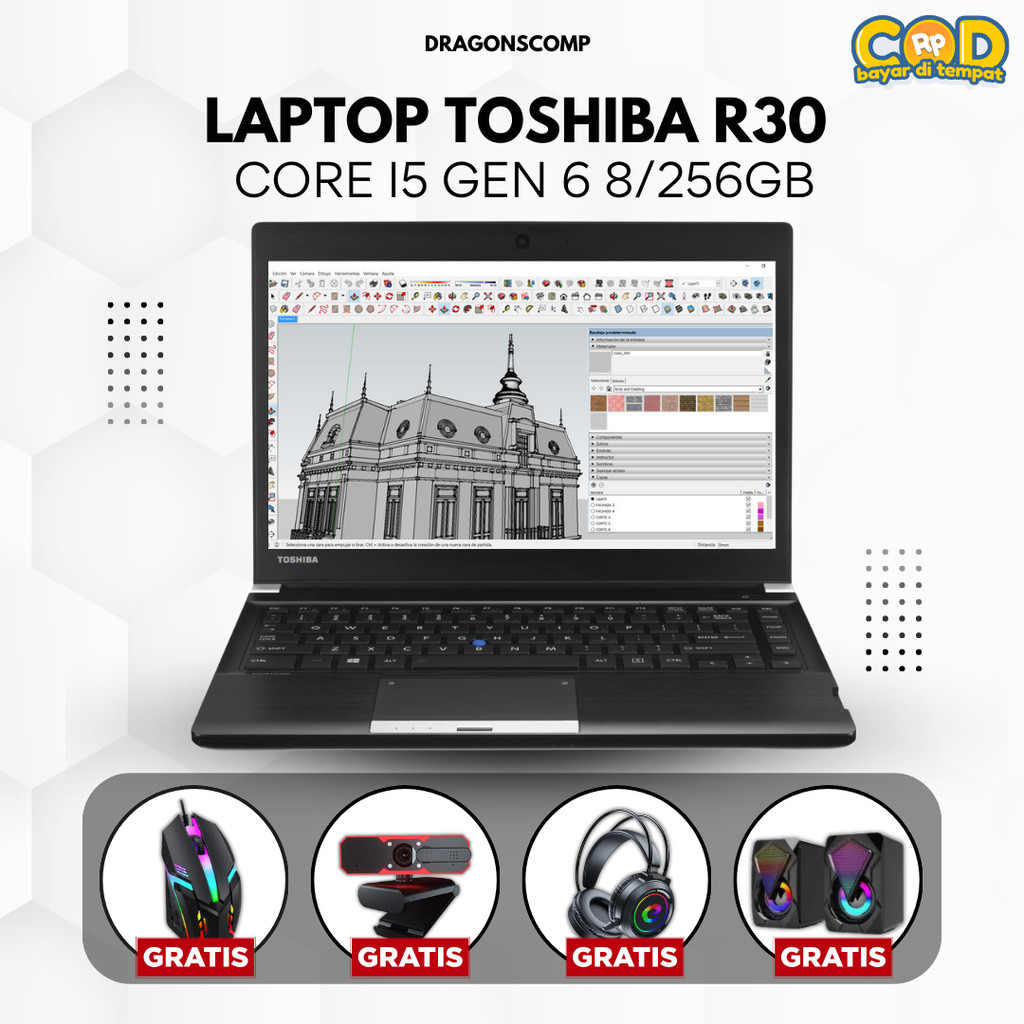 Laptop Toshiba Portege R30 Core i5 Gen 6 Ram 8/256GB - Laptop Murah Bergaransi
