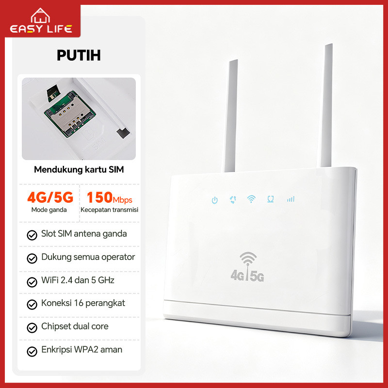 Modem nirkabel 4G/5G T99 dengan 2/6 antena dan slot kartu SIM untuk fungsi router Wi-Fi