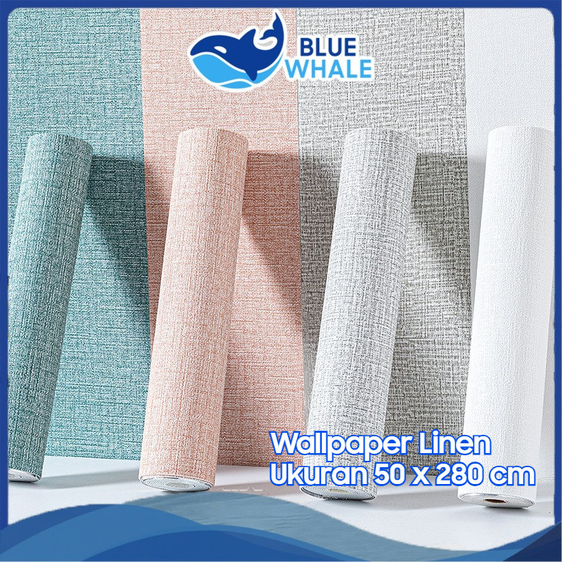 Paus Biru - Wallpaper Dinding Linen Roll Wallpaper foam Dekorasi Kamar wallpaper coral A12