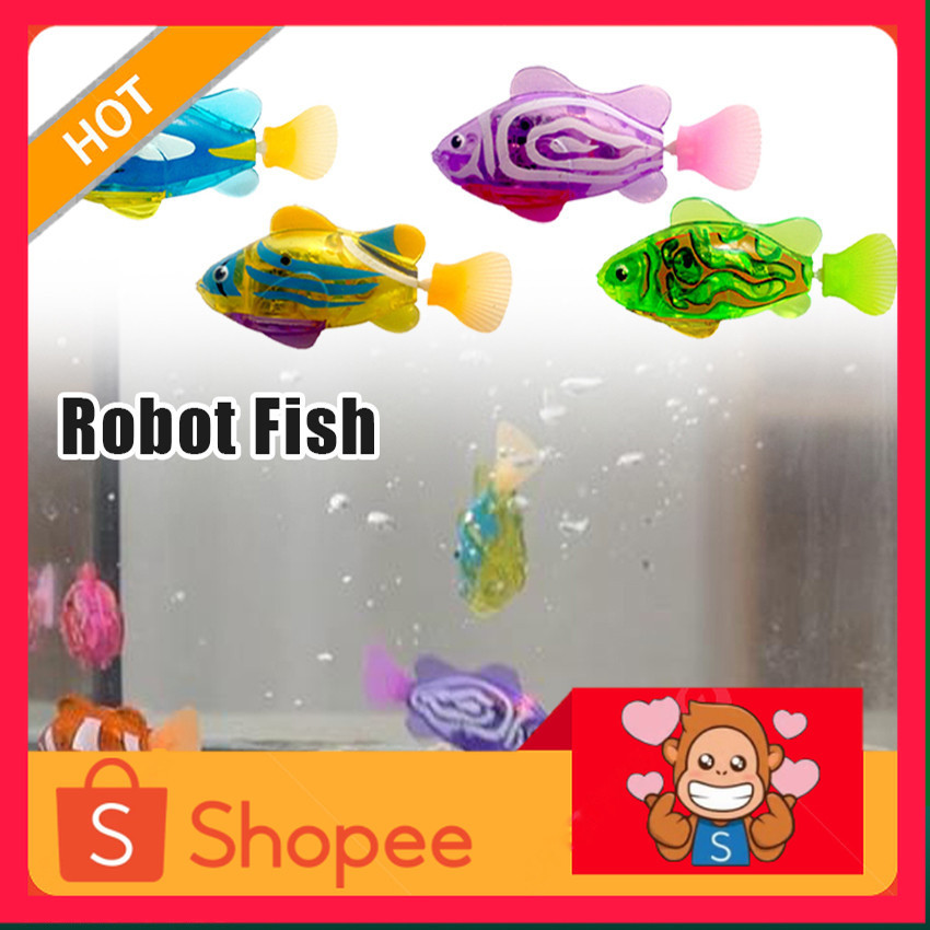 Mainan Fish Robot Ikan Elektrik bisa berenang dengan lampu LED Aksesoris Mainan Aquarium / Mainan Ik