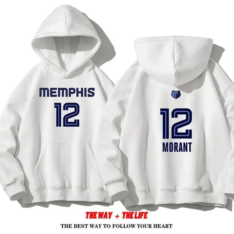 Hoodie American Style Basketball Hoodie Memphis Morant 12 Number Bear Team