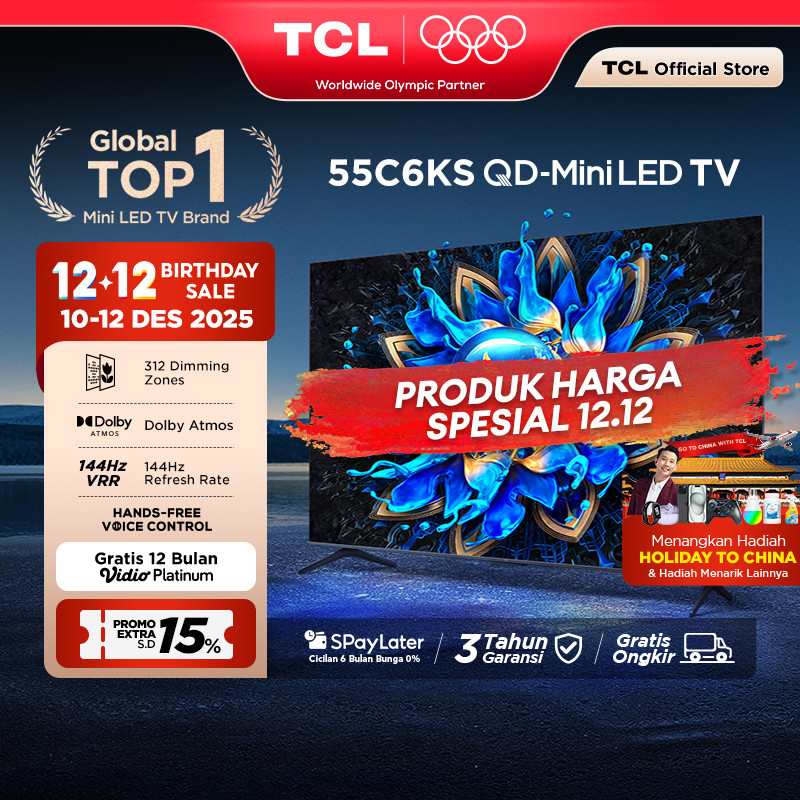 TCL 4K QD-Mini LED TV 55 Inch C6KS - High HDR Brightness - Dolby Vision & Atmos - IMAX Enhanced - 14