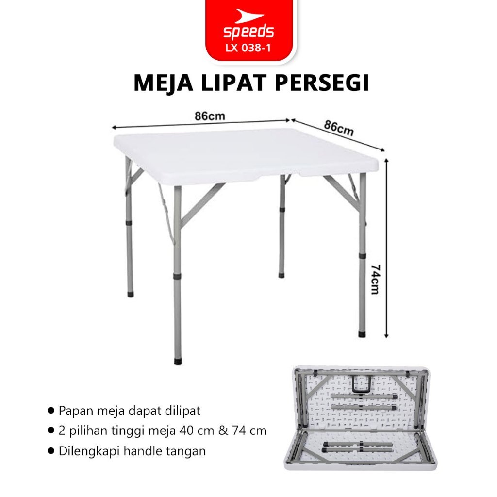 SPEEDS Meja Lipat Plastik Indoor Outdoor Piknik Pameran Serbaguna Besar Meja Makan 038-1