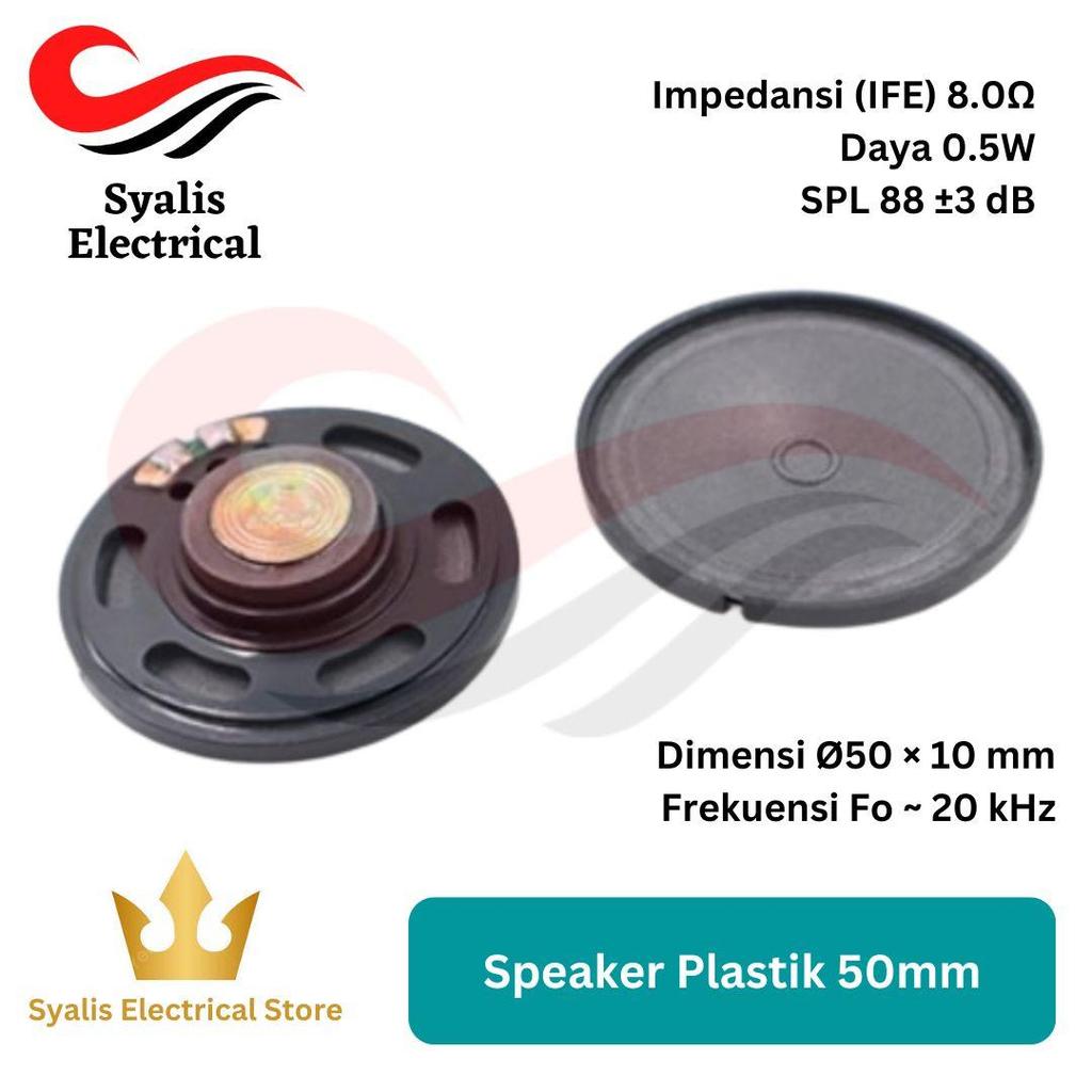 Speaker bulat plastik 50mm 8 ohm daya 0.5 W [Syalis]