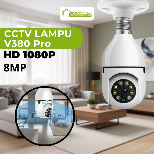 CCTV V380 Pro Tanpa Kabel 8MP CCTV Lampu Bohlam Indoor Wifi 360 PTZ