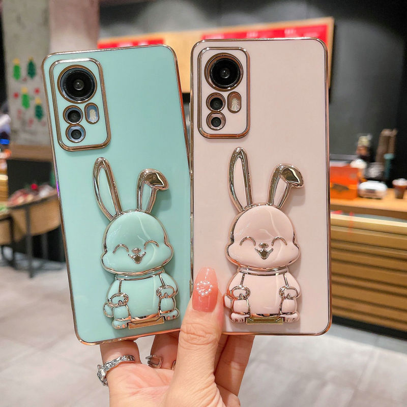 Pelindung Belakang Polos Casing TPU Datar + Penopang Kelinci Untuk VIVO V9 V11 V15 V19 V20 V21 V21e 