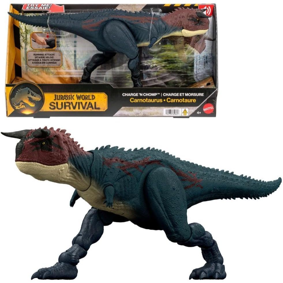 Mattel Jurassic World Dinosaur Action Figure, Running & Biting Carnotaurus