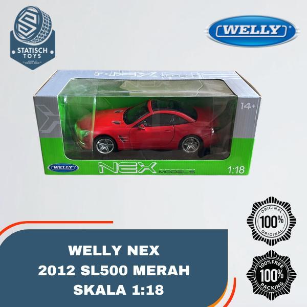 Nex welly 2012 Mercedes SL500 Merah 1:18 Welly Door Openable Mainan Diecast Original 100% Baru