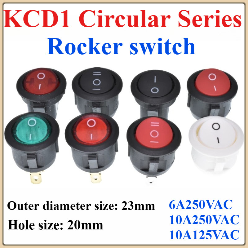 2PCS ON/OFF Round Rocker Swit LED illuminated Car Dashboard Dash Boat Van 12V 24V / 6A 250V / 10A 12