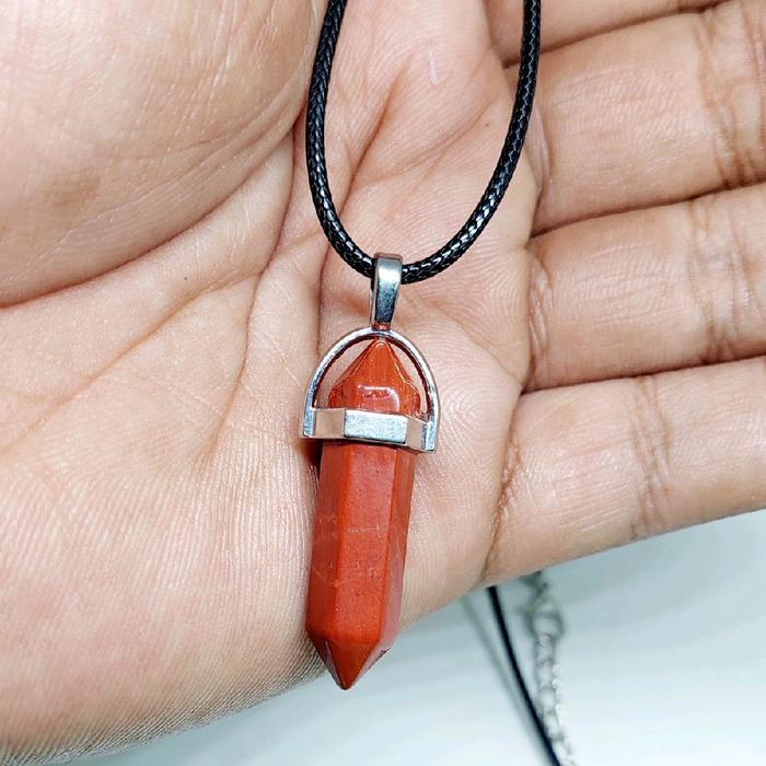 Kalung Ati Ayam piramide /Red jasper natural liontin Batu Merah elegan