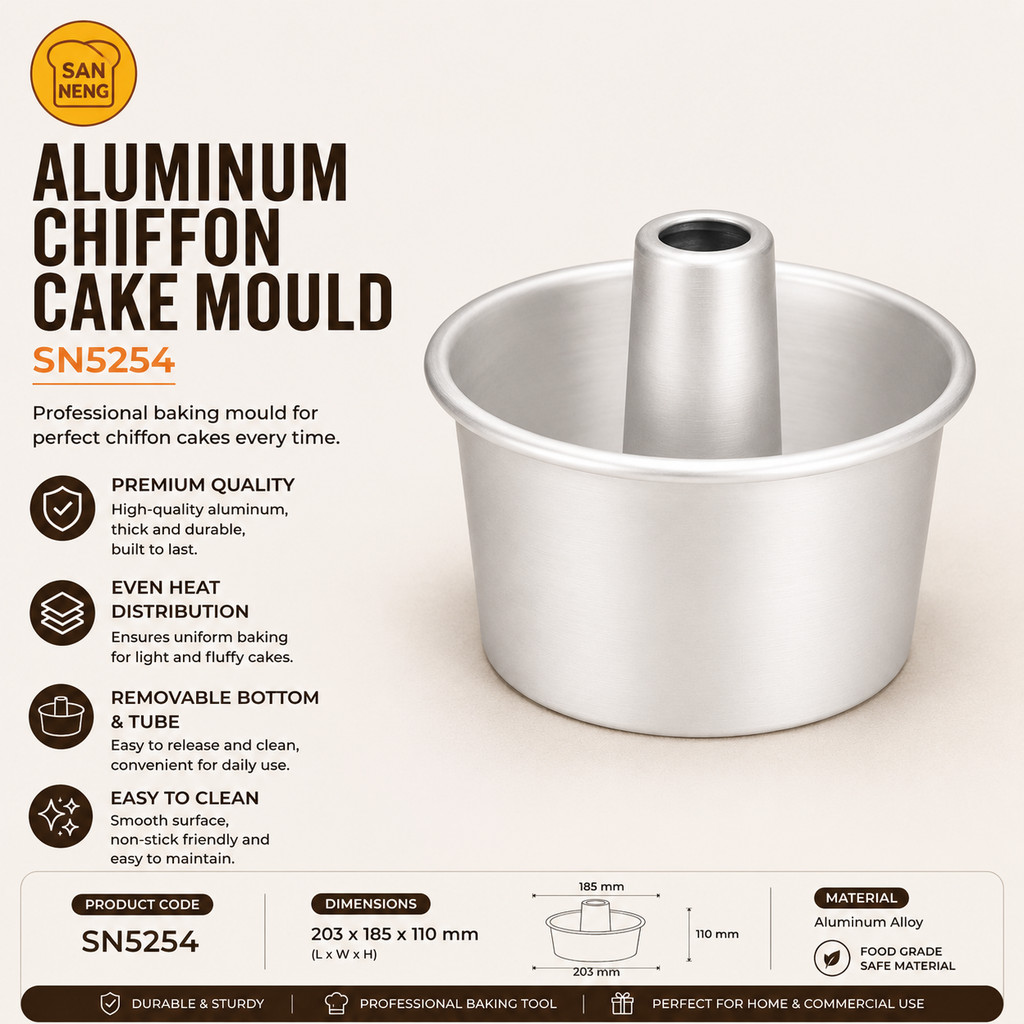Sanneng 8 Inch Chiffon Cake Pan Anodized | Loyang Chiffon Cake [SN5254]
