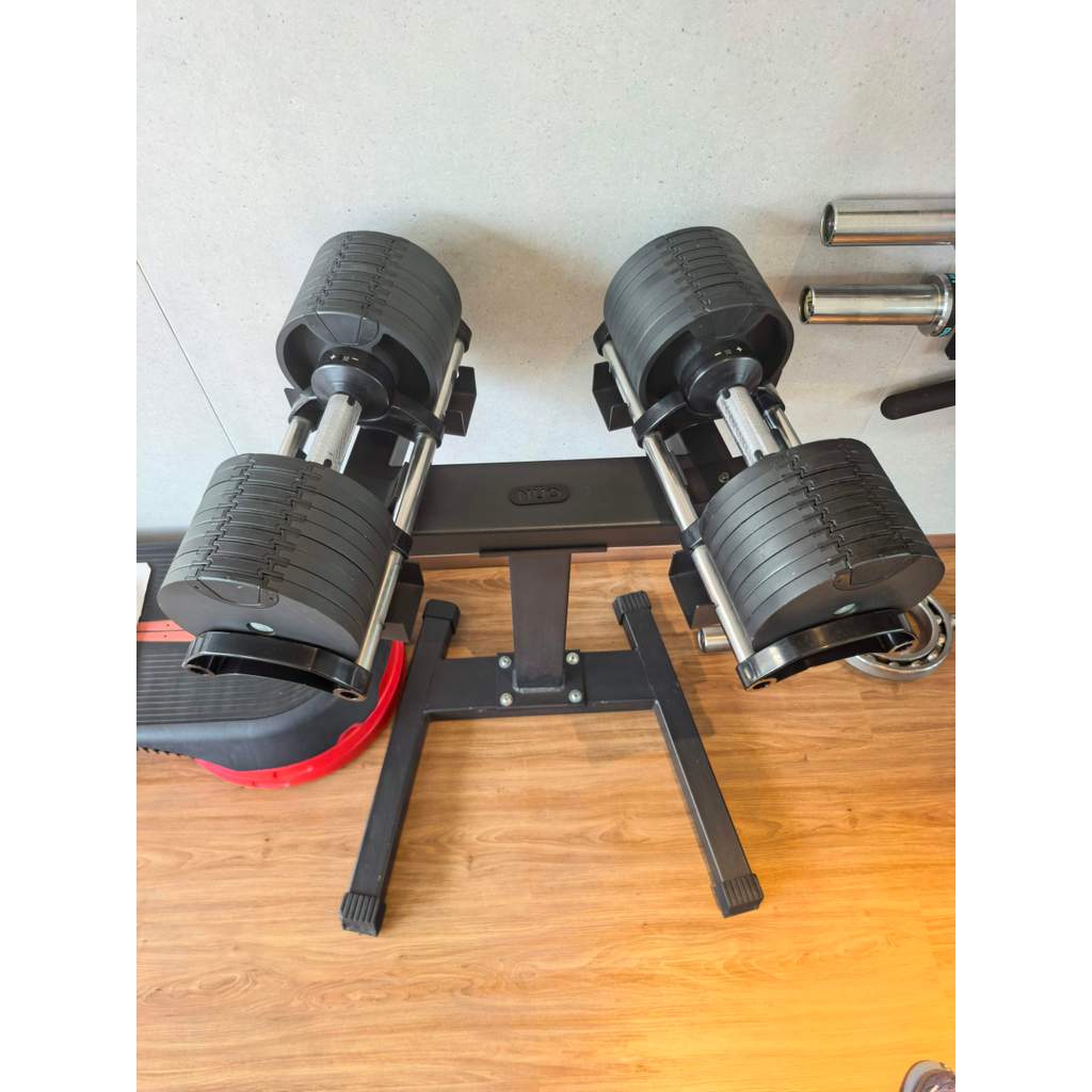 Adjustable dumbbell 32kg Nuobell plus Rack gym fitness