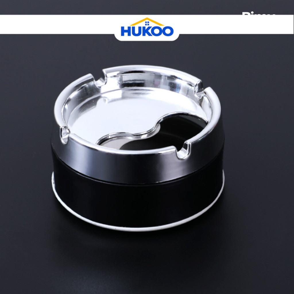 HUKOO  Asbak Putar Tutup / Asbak  Portable Rotation Enclosed / Asbak Stainless Steel Tebal