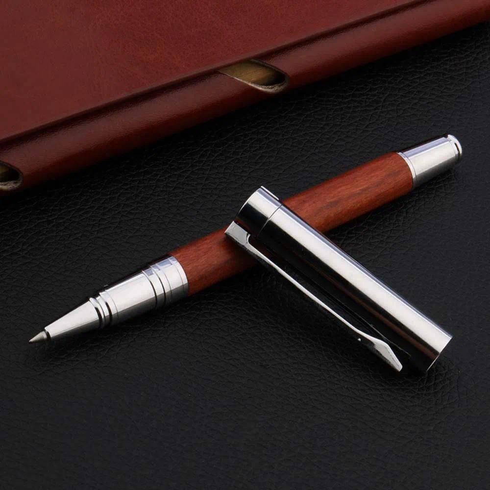 High Quality 200 Wood ball point Pen Sandalwood Stainless Steel Rollerball Pens Business Office Sool