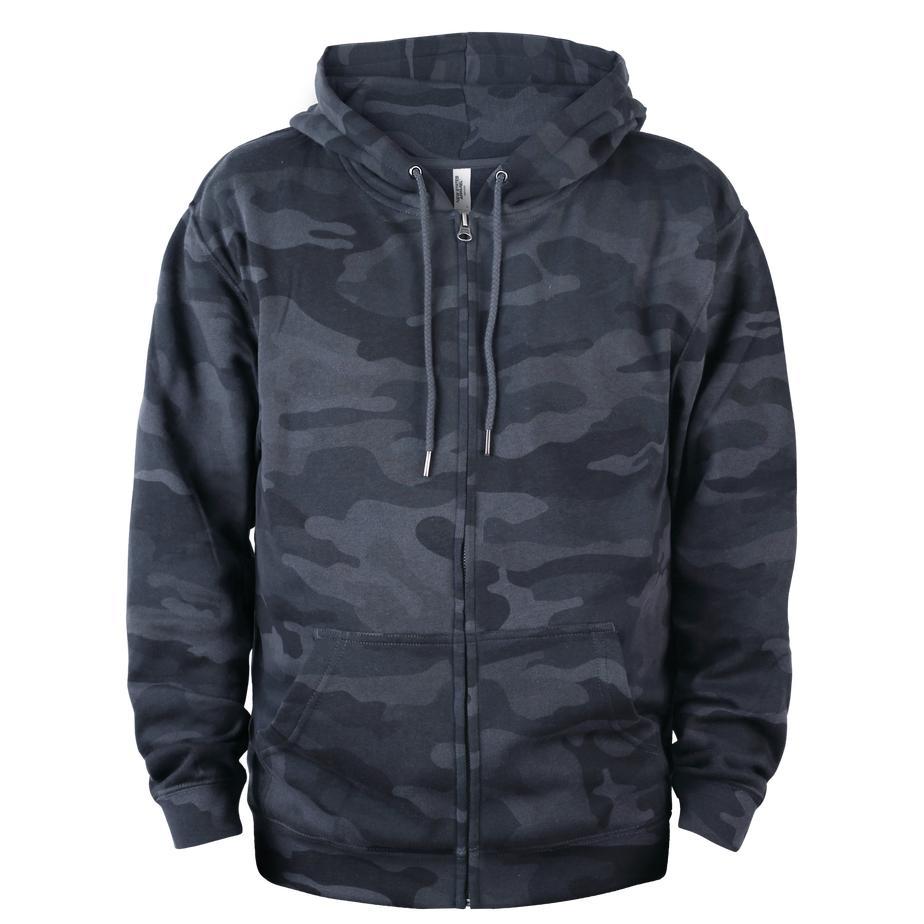 Jaket Polos New States Apparel 9600 Super Blend Zip Hoodie - Black Camo, S