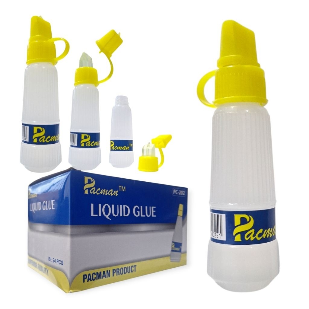 24 Pcs Lem Kertas PACMAN /Lem Cair Bening /LIQUID GLUE /Alat Tulis Sekolah