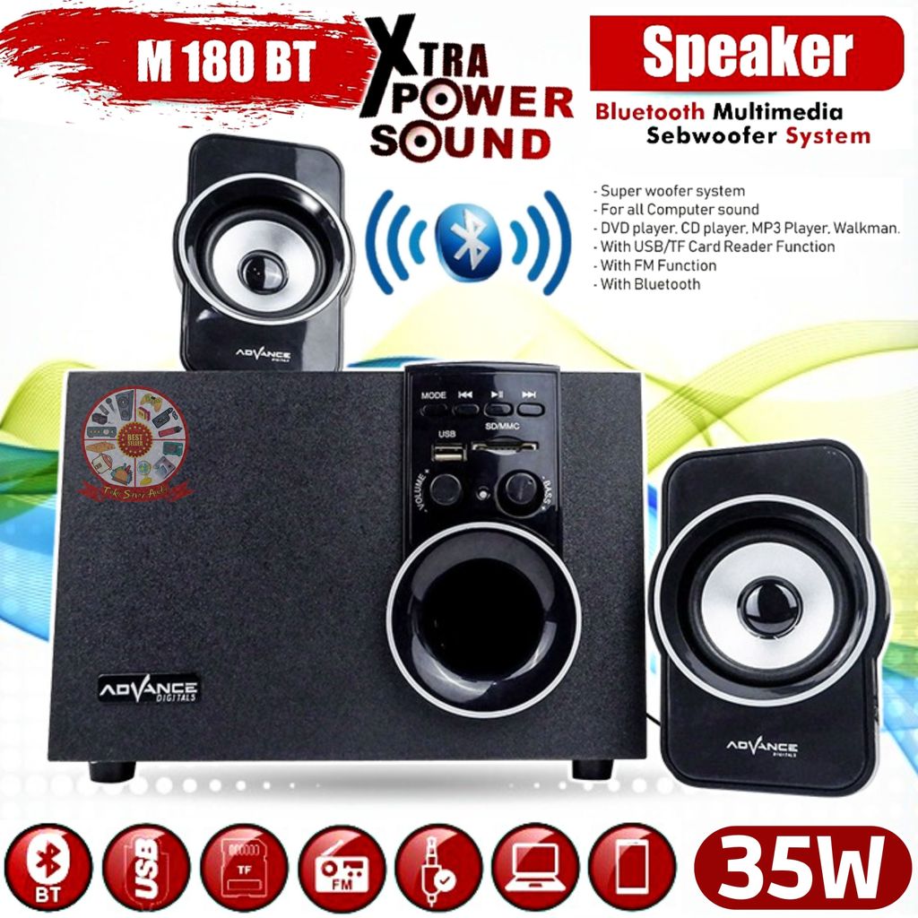 SPEAKER AKTIF BLUETOOTH FULL BASS ADVANCE M-180BT SUPER WOOFER  / speaker bluetooth full bass / salo
