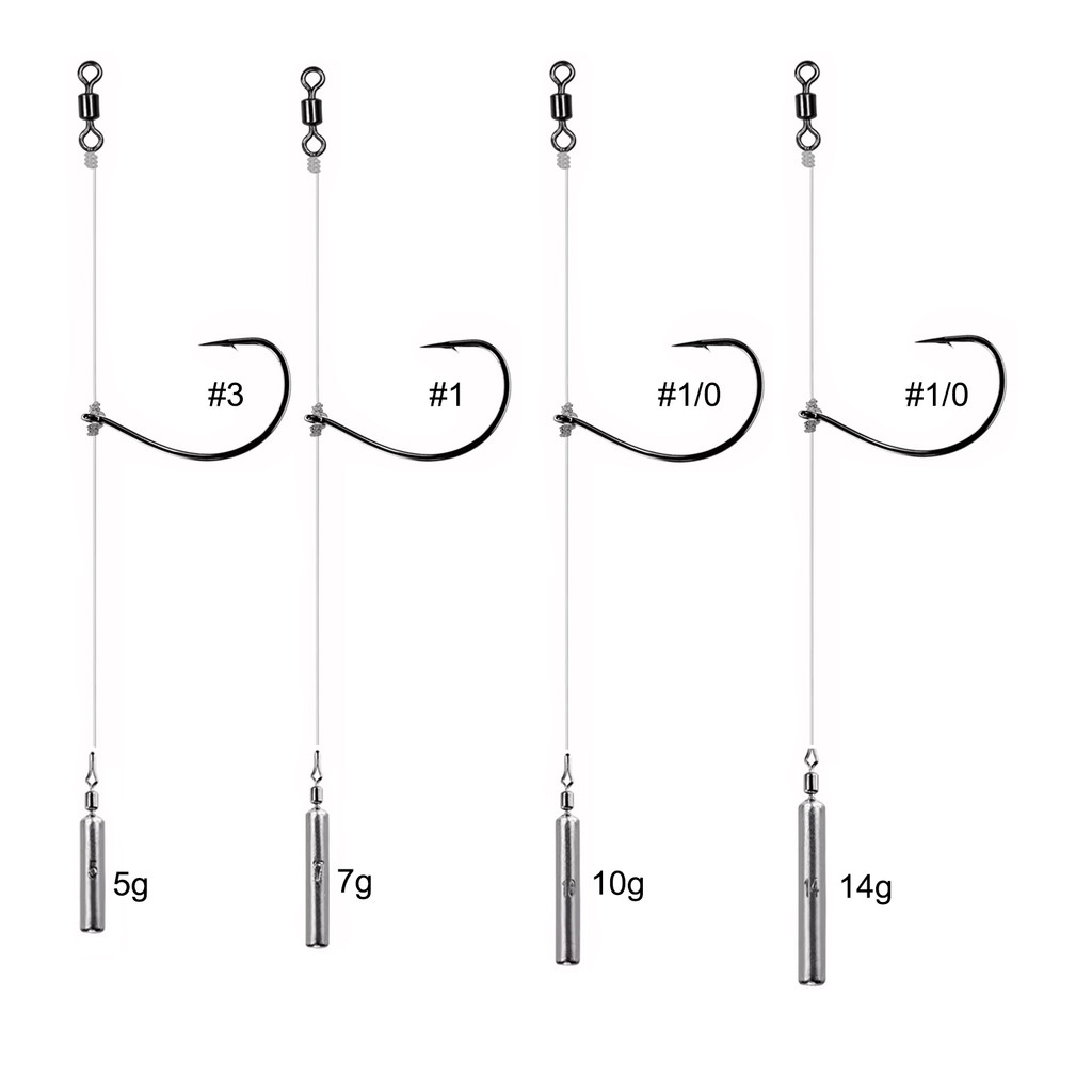 5pcs Drop Shot Rig with Fishing Weight Sinker 5g-14g Surf Fishing Rig Texas Rig for Swimbaits Soft P