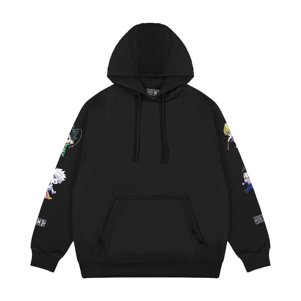 3Second HunterxHunter Sweatshirt Jaket Hoodie Sweatshirt Pria Regular Fit Fleece Hitam dengan Grafis