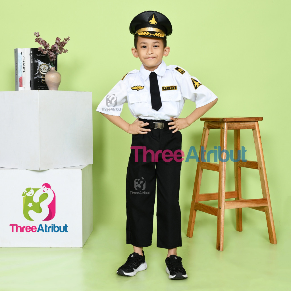 Baju Pilot Anak Laki Laki Perempuan Seragam Profesi Anak Kostum Premium