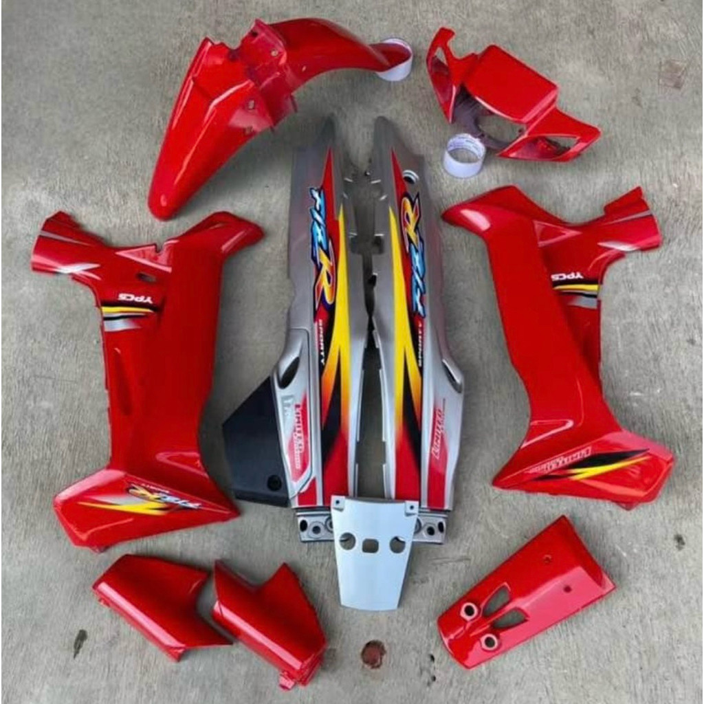 COVER BODY HALUS FULL SET YAMAHA FIZ R MERAH SILVER STRIPING LE MERAH SILVER