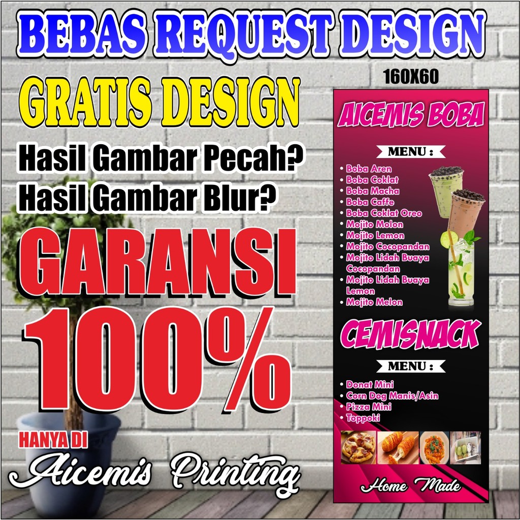 Spanduk Thai Tea / Banner Boba / Spanduk Mocktail / Spanduk Minuman Kekinian / Spanduk Banner Panjan