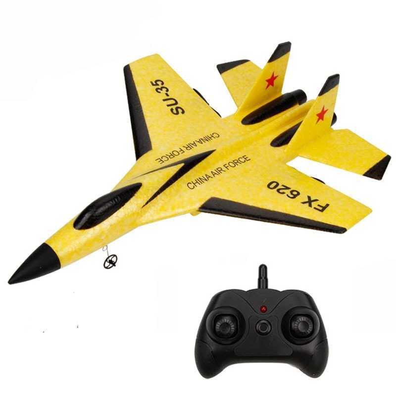 COD Mainan Pesawat Terbang Jet Tempur SU-35 Pakai Remote Control RC Ukuran Besar 34 cm Warna Kuning 