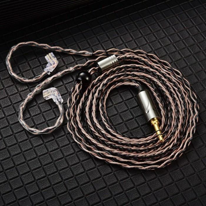 QKZ T1 8 Core Upgrade Cable Kabel Upgrade IEM Earphone KZ Pin C QDC - Black Gold QDC
