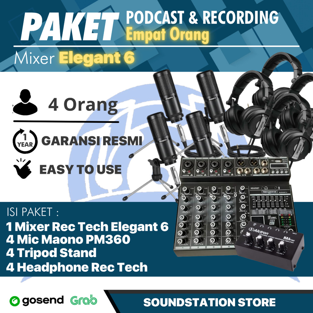 PAKET PODCAST 4 ORANG MURAH BERKUALITAS MAONO PM360 + RT ELEGANT 6