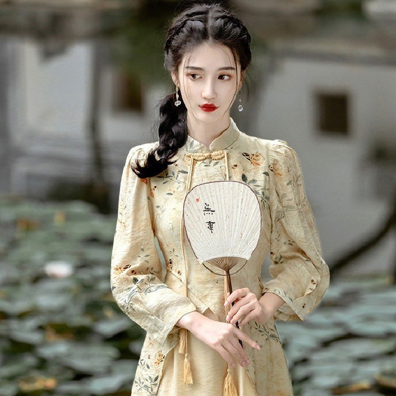 [ Mode Vogue] Gaya Cina yang baru gaun Cheongsam gaun wanita gaya baru gaya Cina gaun retro