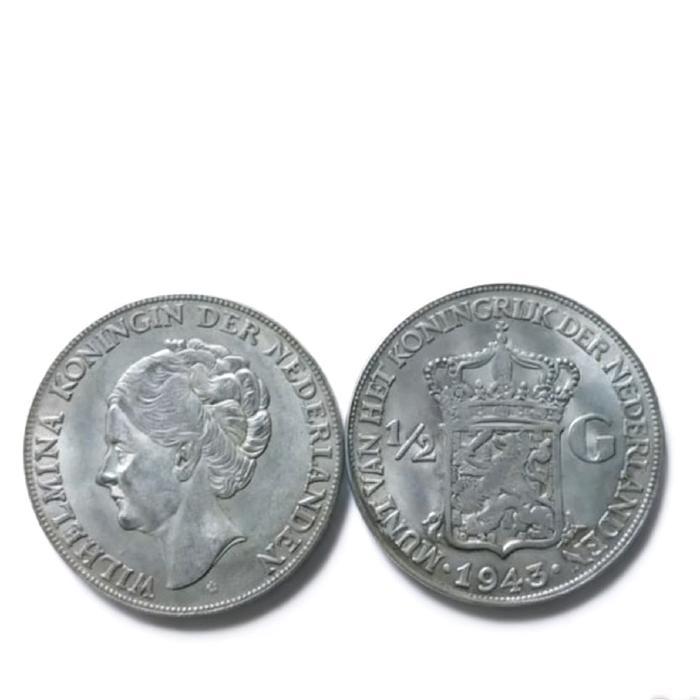 koin kuno wilhelmina koningin 1/2 G cocok untuk koleksi