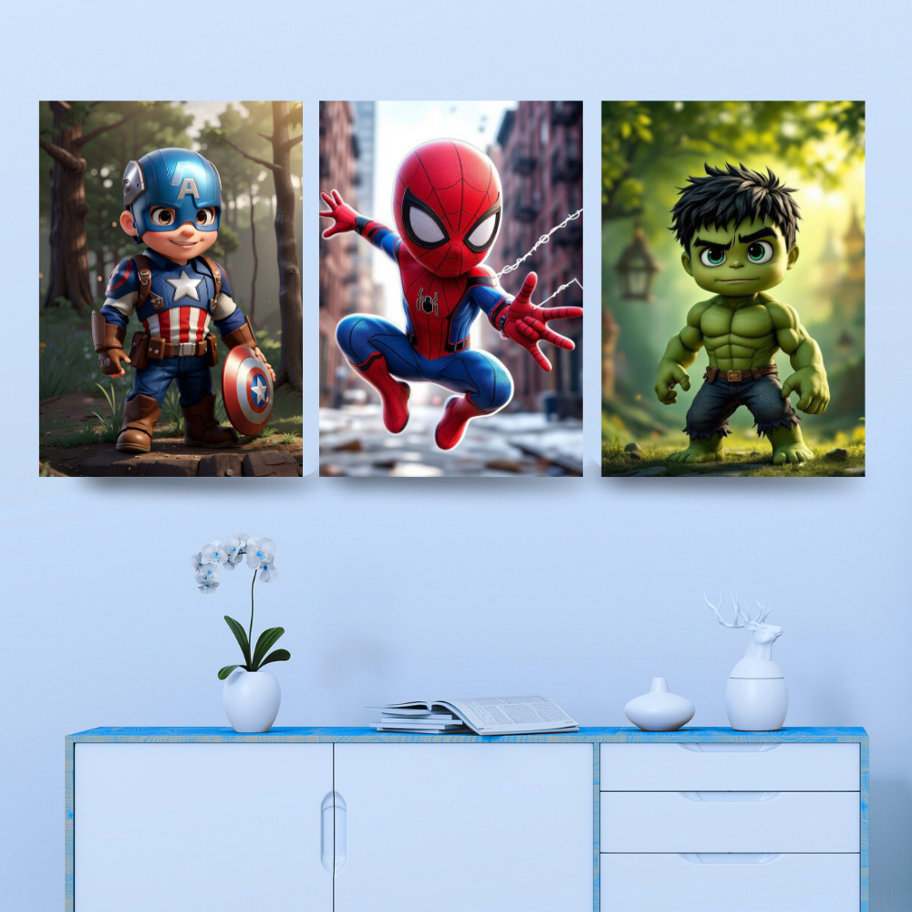 Hiasan dinding kayu 1set 3 movie spiderman batman superhero peaky blinders captain america starwars