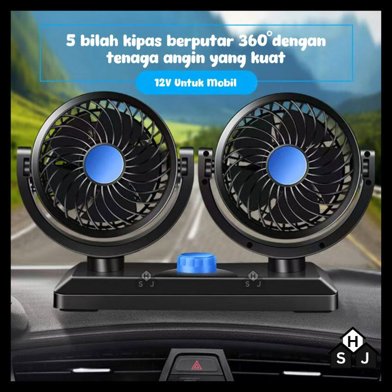 Kipas Angin Mobil/Kipas Mobil 12/24 Volt Double Fan / Kipas Angin Mobil /Mobil Double-Headed Fan