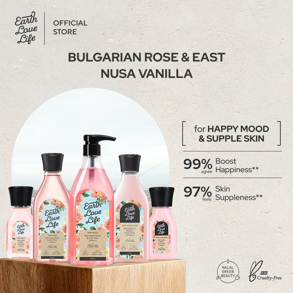 [SKIN BARRIER SERIES] Earth Love Life Bulgarian Rose & East Nusa Vanilla Body Wash Body Lotion 450ml
