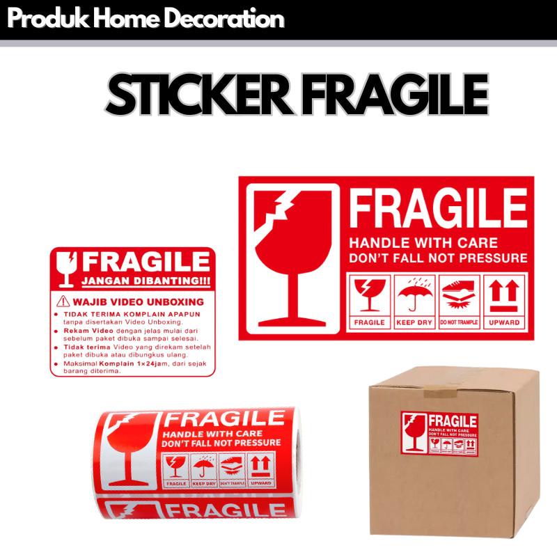 Stiker Fragile Merah – Label Kirim Barang Pecah Belah