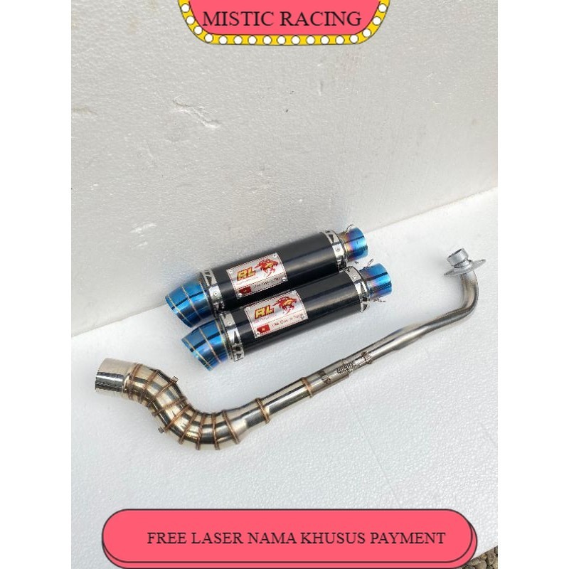 Knalpot RedLeo Cobra Black Coating Inlet 50mm Suara Bass Gahar Untuk Jupiter Vega Supra Revo