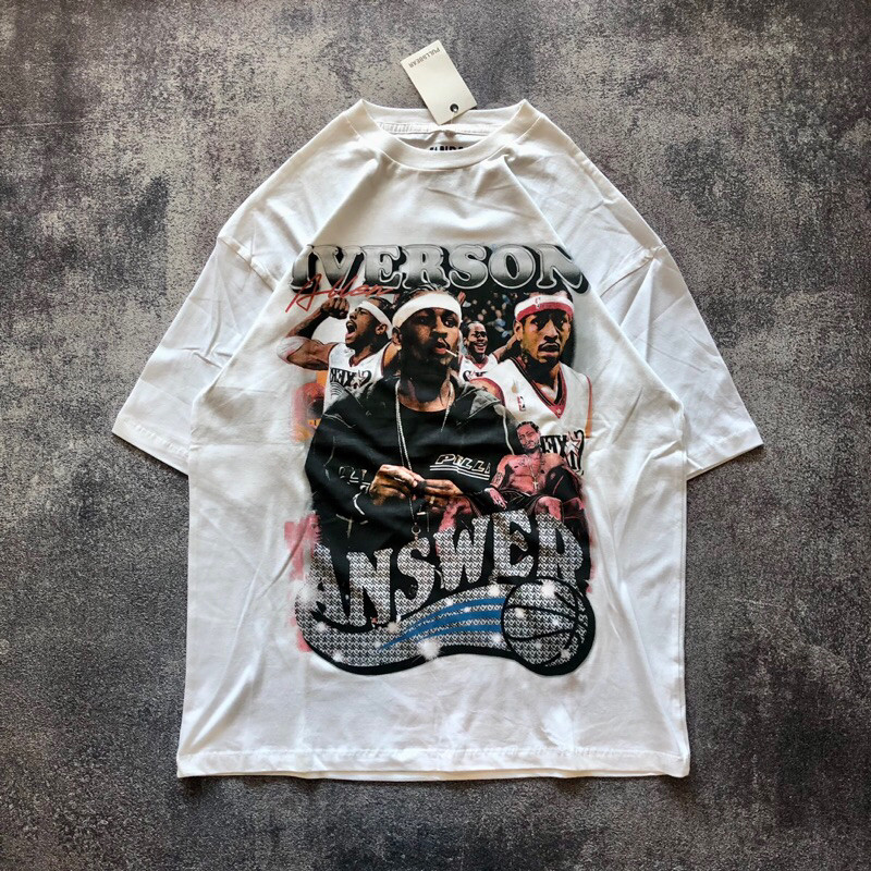 Baju Kaos Pull&Bear Oversize ALLEN IVERSON - T Shirt Vintage Oversize Allen Iverson - Baju Kaos Pria