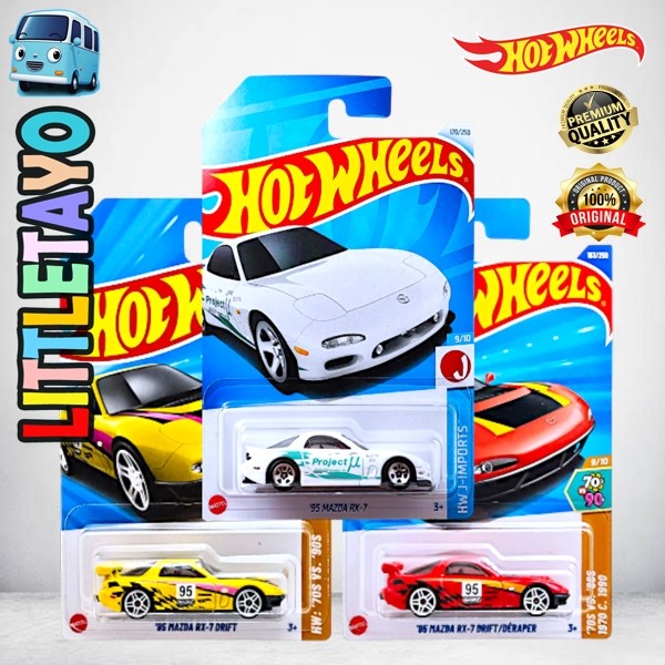 HOTWHEELS 95 MAZDA RX-7 KUNING PUTIH BIRU MERAH DIECAST SPORT CAR JAPAN