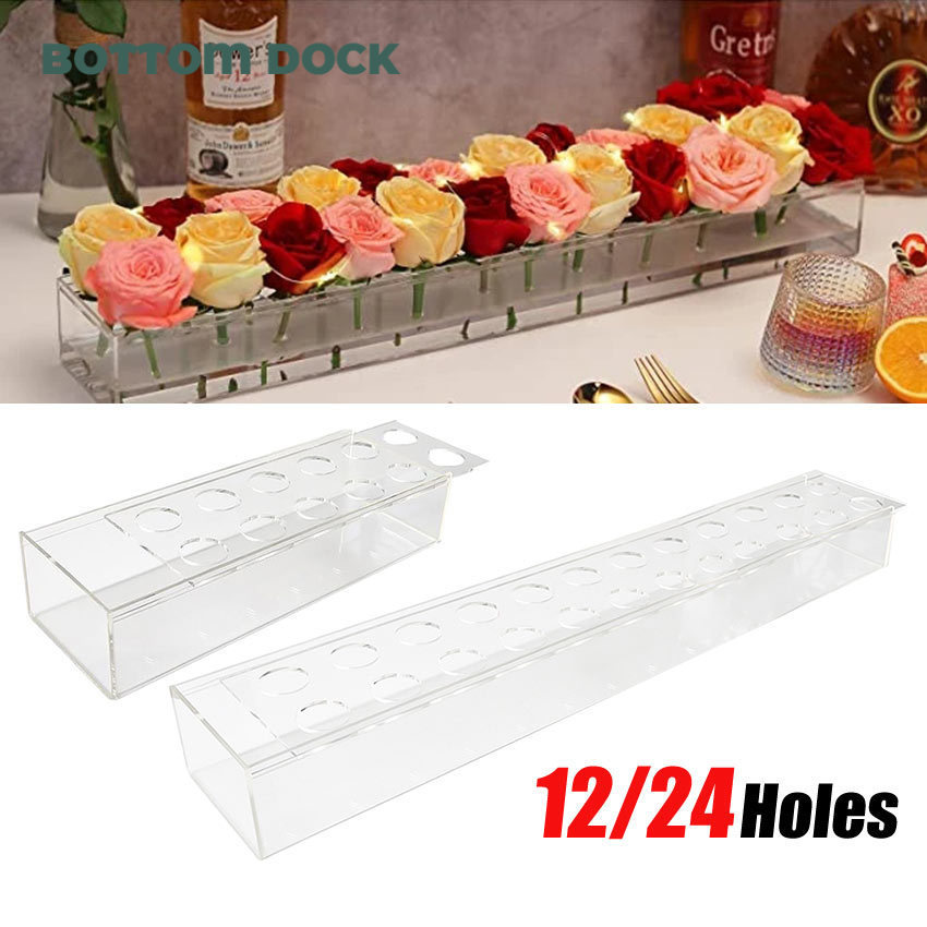 Vas Bunga Akrilik Persegi Modern - Wadah Hiasan Meja Minimalis 25cm/45cm Tempat Artificial Flower De