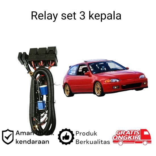 Relay Set Lampu Utama LED H4  Mobil Honda Civic Estilo Koko