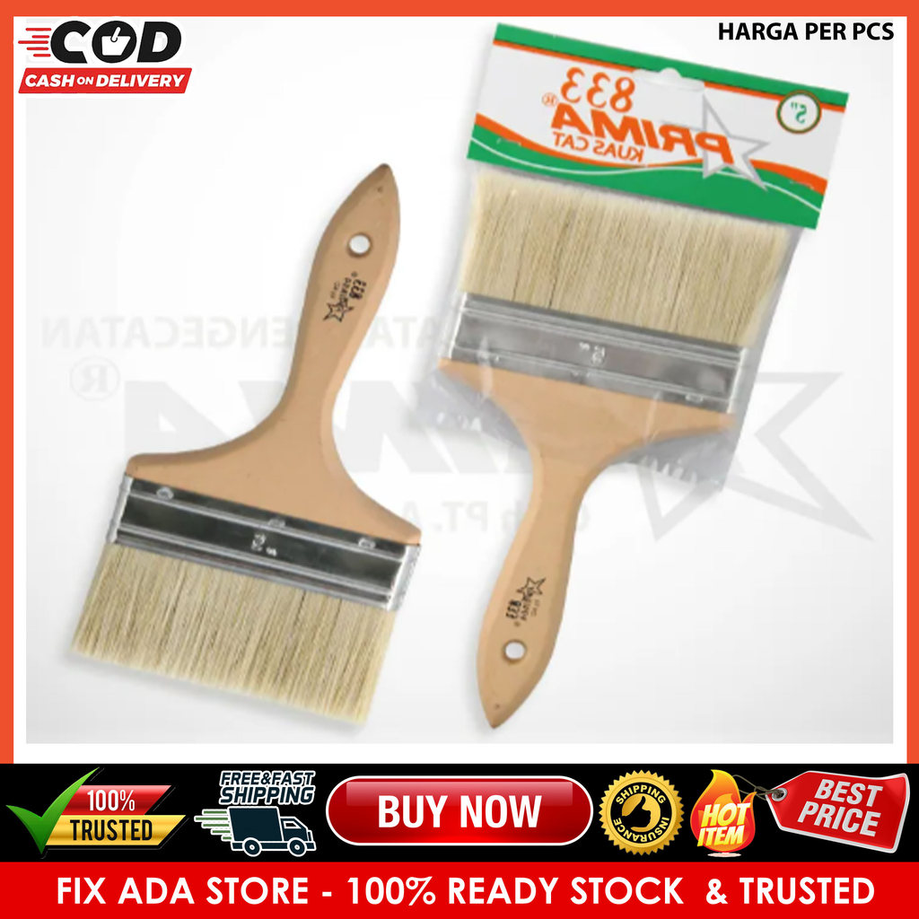 Prima 833 Kuas Cat Kayu Sikat Bulu Tebal Ukuran 1 1 ½ 2 2 ½ 3 4 5 Inci Untuk Mengecat Dinding Kayu B