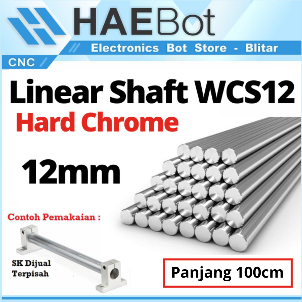 [HAEBOT] Linear Shaft WCS12 12mm As Besi Polos CNC Hard Chrome Steel 3D Printer Harga 1 meter 100cm 